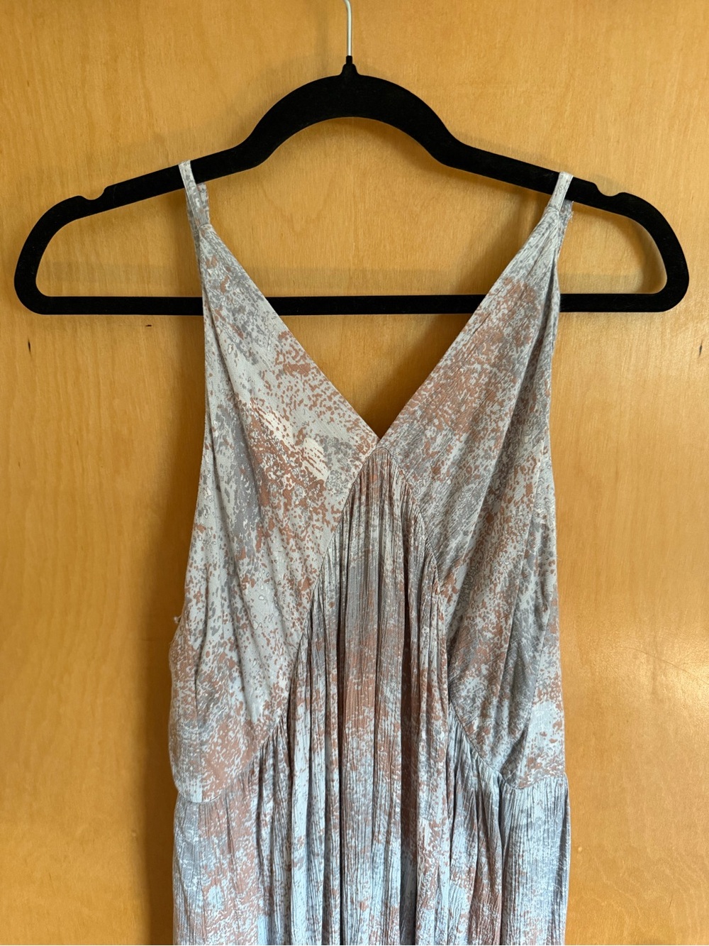 Joie Strapless V-Neck Metallic Marble Maxi Dress - Taupe & Silver